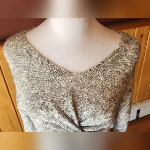 NWT BCBGeneration Twist Tie Cropped Sweater Heather Grey Size XXS - Picture 7 of 13